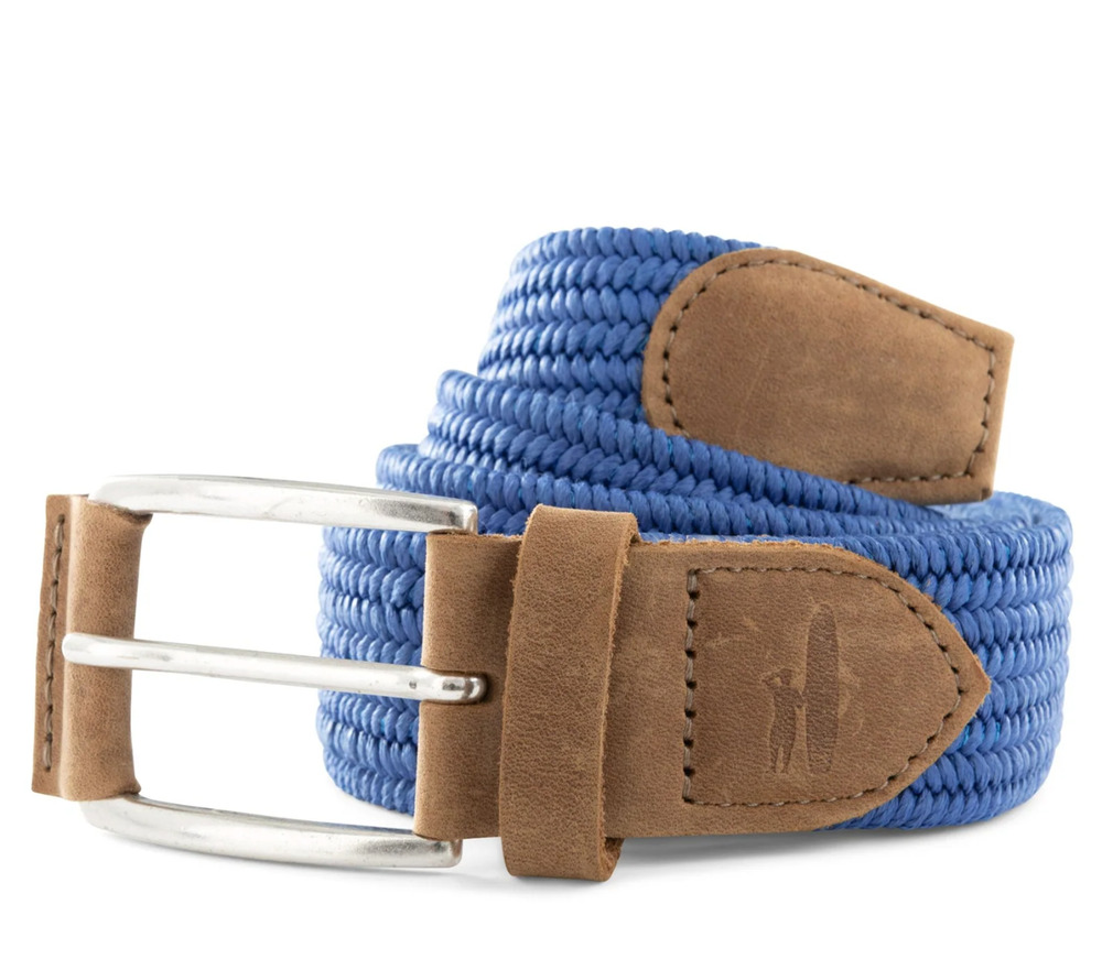 NEW JOHNNIE-O MENS LAGUNA BLUE WAXED COTTON STRETCH BELT GOLF SZ S